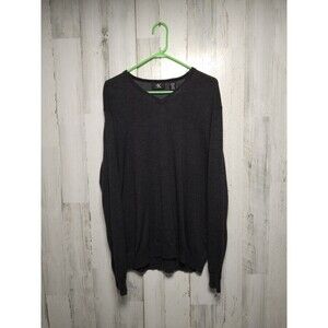 Calvin Klein Sweater Extra fine Merino mens size XL Gray Classic fit  V neck